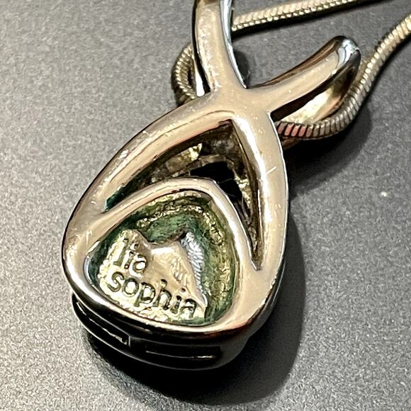 Lia Sophia Colorful Iridescent Crystal Pendant & Silver Tone Snake Chain - Picture 7 of 9